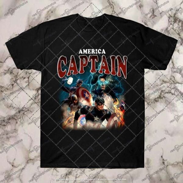 Captain America Chris Evans Marvel Black T Shirt