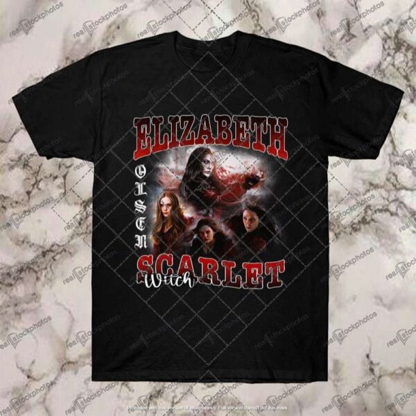 Elizabeth Olsen Scarlet witch Wanda Black T Shirt