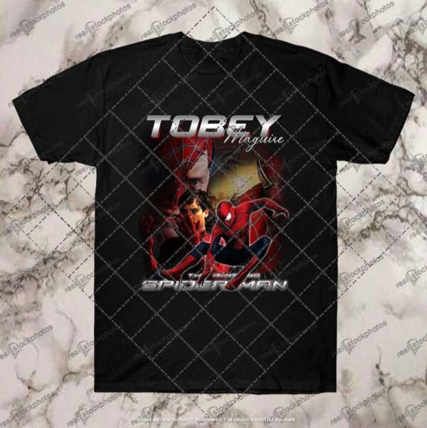 Tobey Maguire Black T Shirt Spiderman