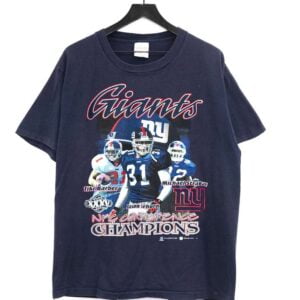 Vintage 2001 New York Giants Champions Tiki Barber Michael Strahan Jason Sehorn T Shirt