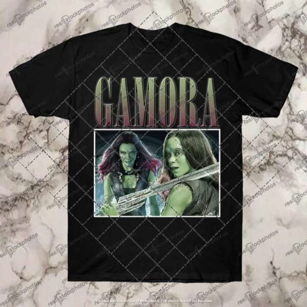 Zoe Saldana Gamora Vintage Black T Shirt