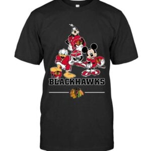 Blackhawks Mickey Donald Goofy T Shirt