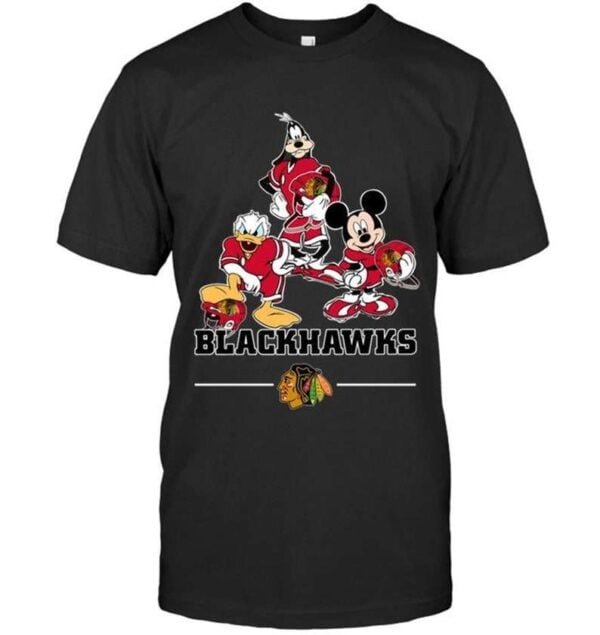Blackhawks Mickey Donald Goofy T Shirt