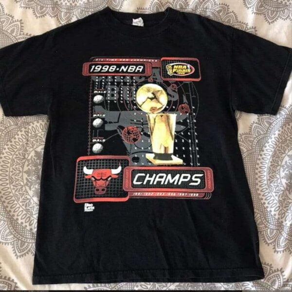 Chicago Bulls Six Time NBA Finals Champions 1998 T Shirt
