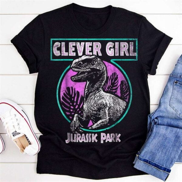 Jurassic Park Distressed Teal Raptor Clever Girl T Shirt