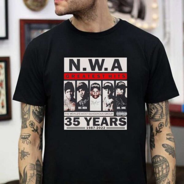NWA Greatest Hits 35 Years 1987 2022 Signatures T Shirt