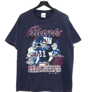 New York Giants Champions Tiki Barber Michael Strahan Jason Sehorn 2001 T Shirt