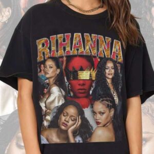 Rihanna Vintage Style Black T Shirt