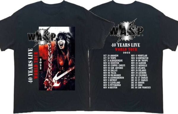 W.A.S.P. Wasp 40 Years Live World Tour 2022 T Shirt