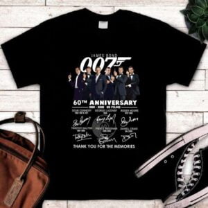 007 James Bond 60th Anniversary 1962 2022 Signatures Thank You For The Memories T Shirt