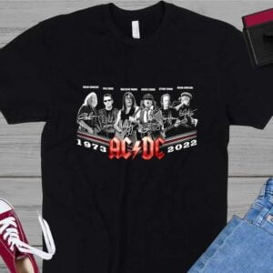 ACDC 1973 2022 Signatures T Shirt Rock Band Merch