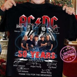 ACDC 50 Years Anniversary 1973 2023 Thank You For The Memories Signatures T Shirt Merch