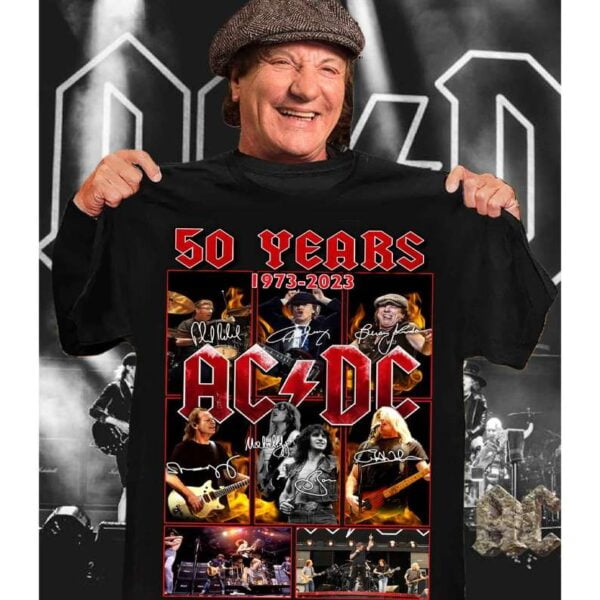ACDC T Shirt 50 Years Thank You For The Memories Signatures Merch