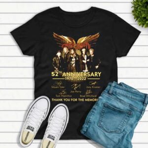 Aerosmith 52th Anniversary 1970 2022 Signatures T Shirt Band Music Merch
