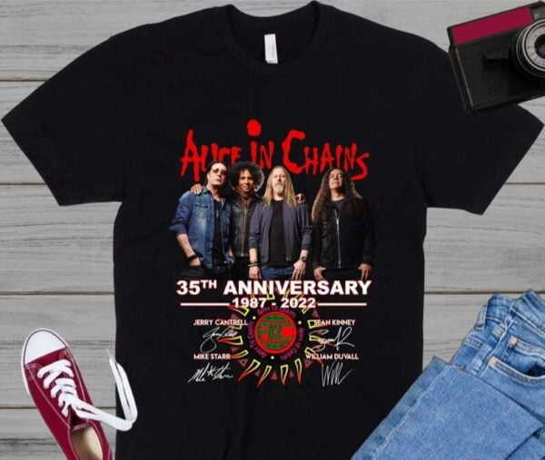 Alice In Chains 35th Years Anniversary 1987 2022 T Shirt Signatures Thank You For The Memories