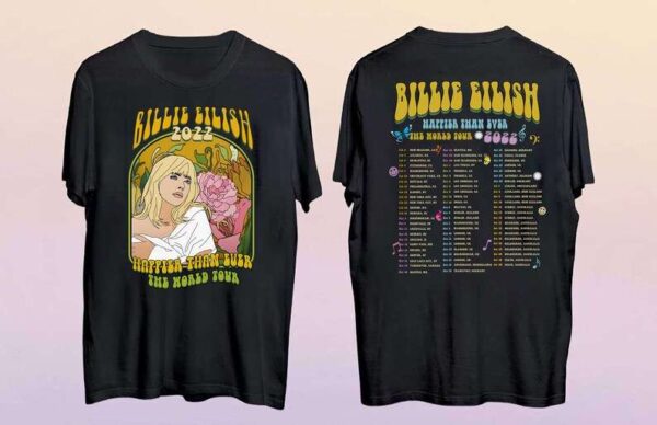 Billie Eilish Happier Than Ever The World Tour Concert 2022 T Shirt