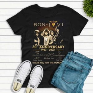 Bon Jovi 39th Anniversary 1983 2022 Signature T Shirt Merch