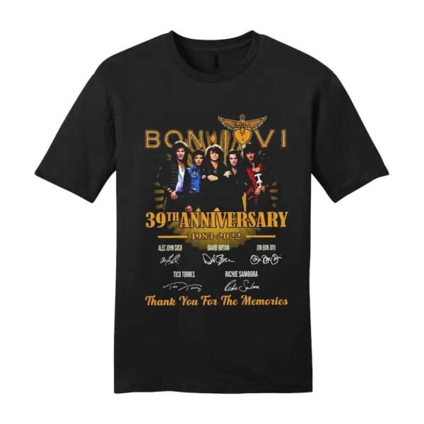 Bon Jovi 39th Anniversary 1983 2022 Signatures T Shirt