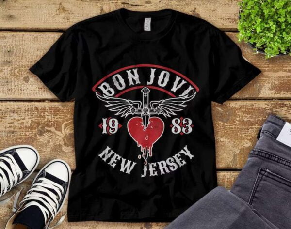 Bon Jovi Logo Band 1983 New Jersey T Shirt