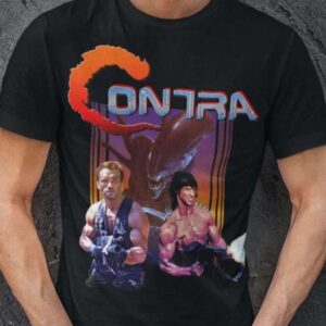 Contra Movie Game Sylvester Stallone Vs Arnold Schwarzenegger T Shirt Merch