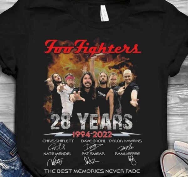 Foo Fighters T Shirt 28 Years 1994 2022 Signatures Thank You For The Memories Taylor Hawkins