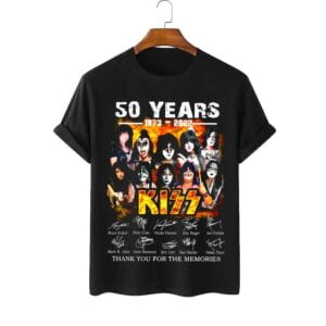 Kiss Band 50 Year Anniversary 1973 2022 Signatures Thank You For The Memories T Shirt