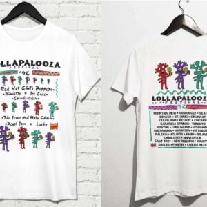 Lollapalooza 1992 Red Hot Chili Peppers Ice Cube Soundgarden Pearl Jam Rock Concert T Shirt Merch