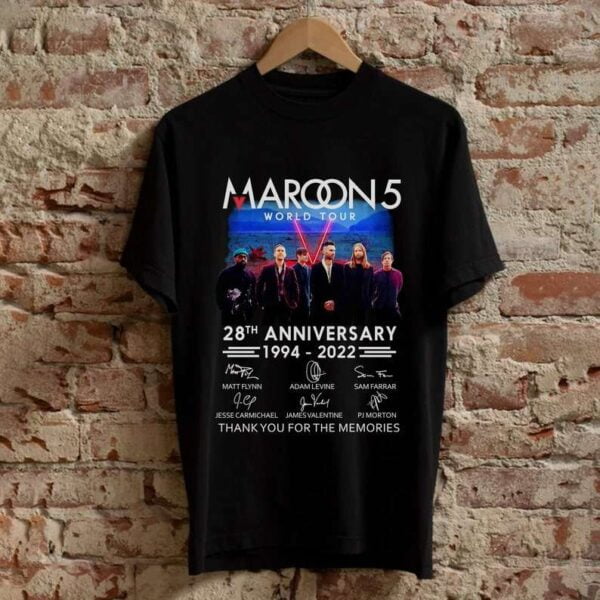 Maroon 5 Signatures Thank You For The Memories 1994 2022 T Shirt Merch
