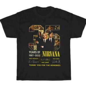 Nirvana 35 Years Of 1987 2022 Thank You For The Memories Signatures T Shirt