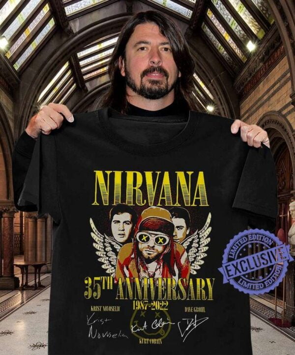 Nirvana Band 35th Anniversary 1987 2022 Signature Thank You For The Memories T Shirt Merch