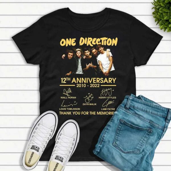 One Direction 12th Anniversary 2010 2022 Signatures T Shirt Merch