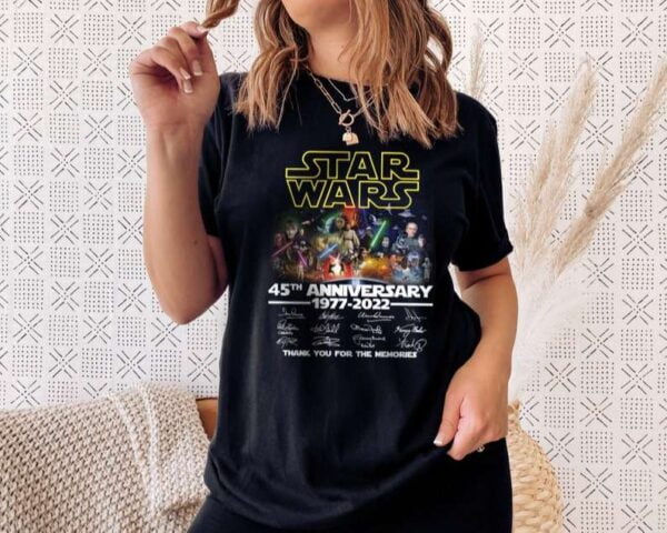 Star Wars 45th Anniversary 1977 2022 Shirt Thank You For The Memories Signatures