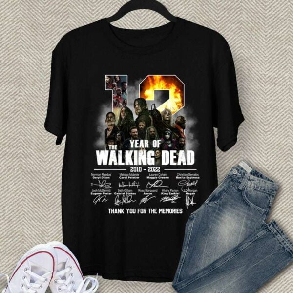 The Walking Dead 12 Years Anniversary 2010 2022 Signatures Thank You For The Memories T Shirt Movie Merch
