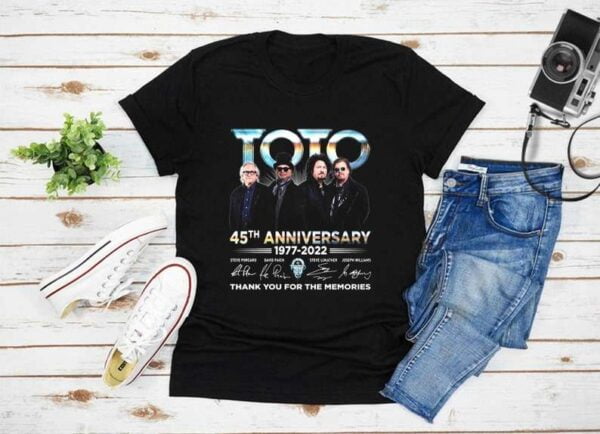 Toto 45th Anniversary 1977 2022 Signatures Thank You For The Memories T Shirt Merch