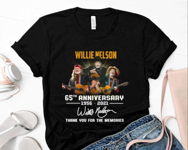 Willie Nelson Shirt Merch 65th Anniversary 1956 2021 Signature Thank You For The Memories