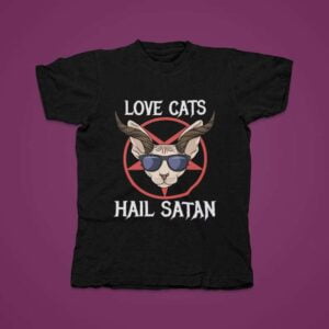 Baphomet T Shirt Love Cat Hail Satan Kwaii