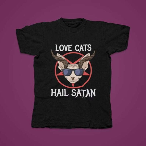 Baphomet T Shirt Love Cat Hail Satan Kwaii