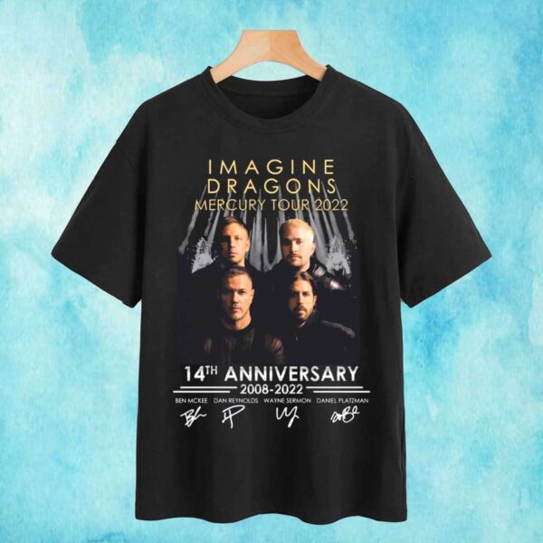 Imagine Dragons Mercury Tour 2022 14th Anniversary 2008 2022 Signatures T Shirt