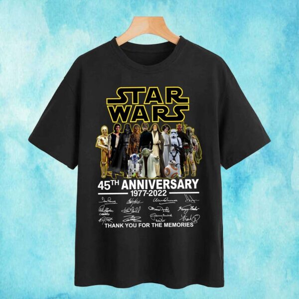 Star War 45th Anniversary 1977 2022 Thank You Memories Signatures T Shirt