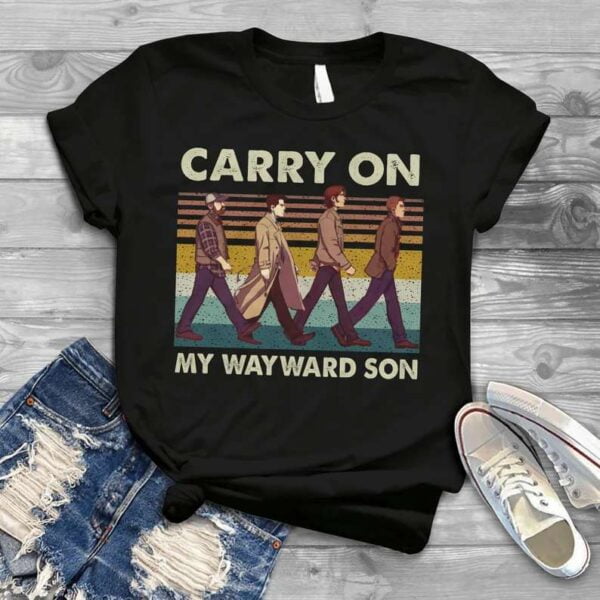 Supernatural Carry On My Wayward Son Abbey Road T Shirt