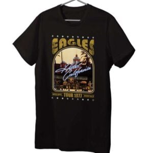 The Eagles Hotel California Tour 1977 Gold T Shirt