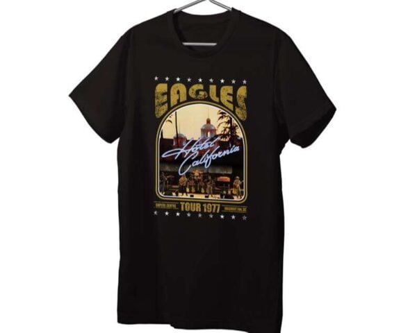 The Eagles Hotel California Tour 1977 Gold T Shirt