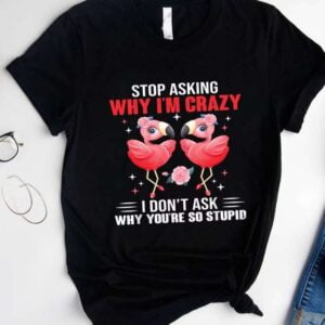 Flamingo Stop Asking Why Im Crazy T Shirt
