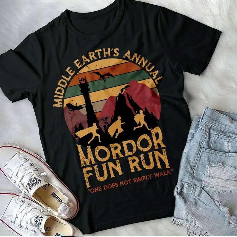 T-Shirt Donna Cotone Basic – Mordor Fun Run – Maglietta Umoristica Made In Italy, Vestibilità Super