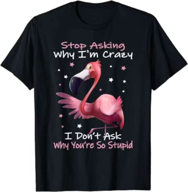 Saying Flamingo Stop Asking Why Im Crazy I Dont Ask Why Youre So Stupid T Shirt