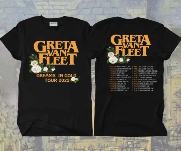Greta Van Fleet Dreams In Gold Tour 2022 Mens T Shirt