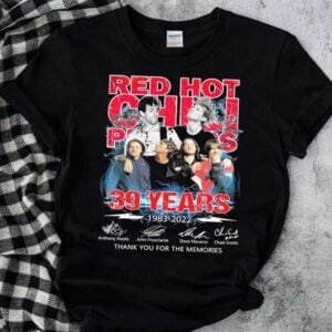 Red Hot Chili Peppers 1983 2022 39th Anniversary Thank You for The Memories Signatures T Shirt