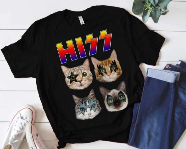 Hiss Cats Kittens Rockin T Shirt Funny Kiss Band