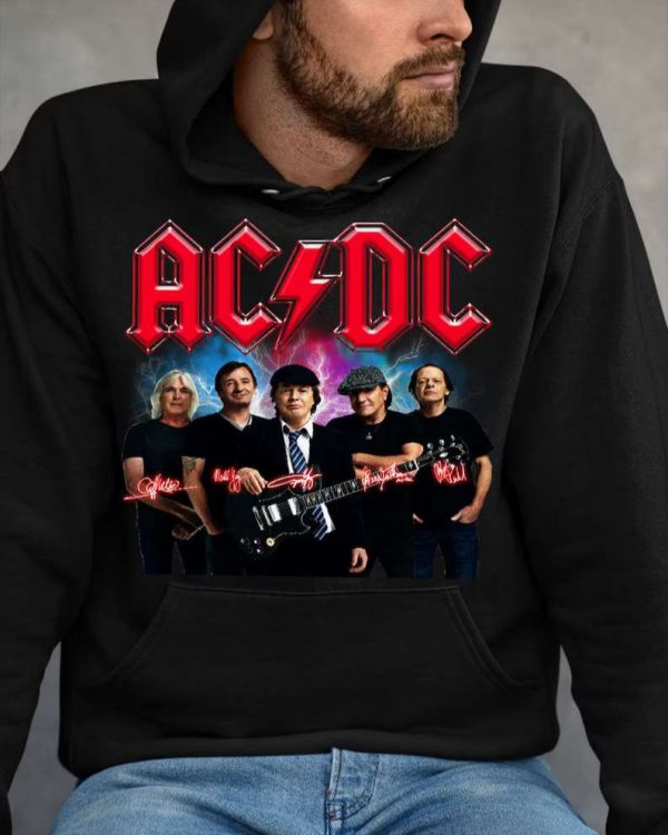 ACDC Rock Band Signatures T Shirt For Men And Women
