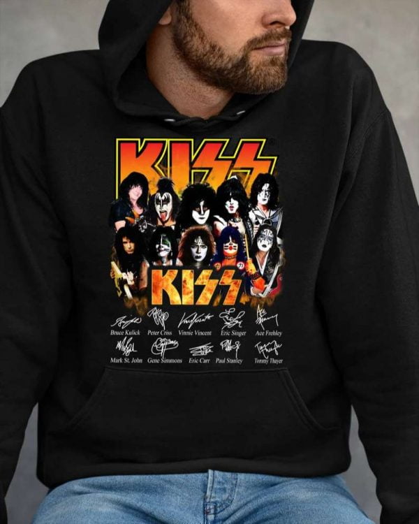 Kiss Rock Band Signatures T Shirt For Men And Women